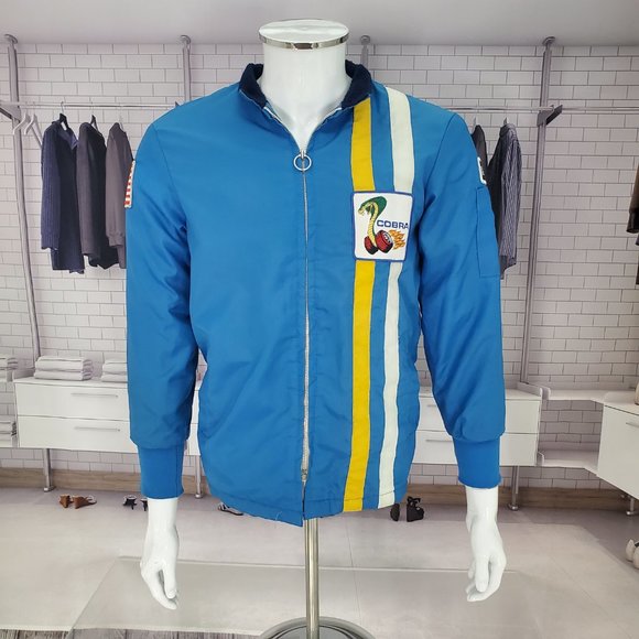 Vintage Ford Cobra JACKET Blue Racer Mechanic Zip-up Coat Small - Picture 4 of 11